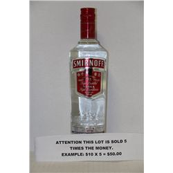 750ML BOTTLE OF SMIRNOFF VODKA 40% X5