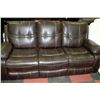 Image 2 : NEW CHOCOLATE BROWN LEATHER RECLINING SOFA AND