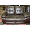 Image 3 : NEW CHOCOLATE BROWN LEATHER RECLINING SOFA AND