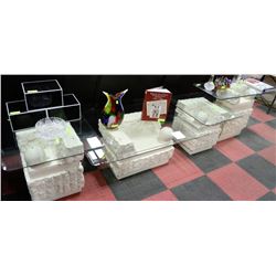 4 PC STONE STYLE GLASS TOP COFFEE TABLE SET