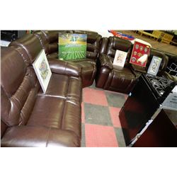 NEW CHOCOLATE BROWN LEATHER RECLINING SECTIONAL