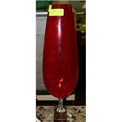 1950'S CZECHOSLOVAKIAN RED CRYSTAL VASE