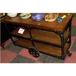 NEW RAILROAD STYLE WOOD AND METAL COFFEE TABLE