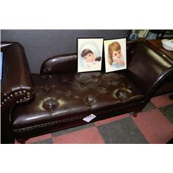 NEW BROWN LEATHERETTE STORAGE CHAISE LOUNGE CHAIR