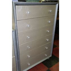 GREY SNAKESKIN STYLE 6 DRAWER CHEST OF DRAWERS ON
