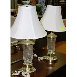 SET OF 2 BRASS AND PINWHEEL CRYSTAL  LAMPS