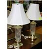 Image 1 : SET OF 2 BRASS AND PINWHEEL CRYSTAL  LAMPS