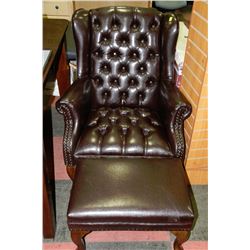 NEW BROWN LEATHERETTE WING BACK PARLOUR CHAIR