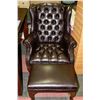 Image 1 : NEW BROWN LEATHERETTE WING BACK PARLOUR CHAIR