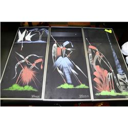 3 ORIGINAL AFRICAN FRAMED PAINTINGS BY "XXASIN"
