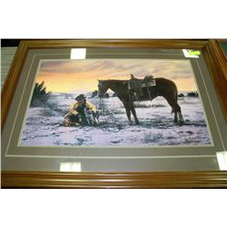 LARGE FRAMED COWBOY PICTURE