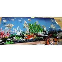 4 PANEL MARINE ART INLAYED WITH MOTHER OF PEARL