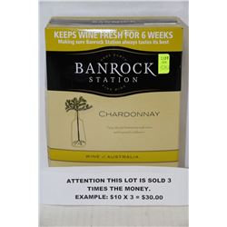 3 LITRE BOX BANROCK CHARDONNAY AUSTRALIAN WINE X3