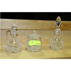 ESTATE CRYSTAL VINEGAR AND OIL DECANTERS W/ SUGAR