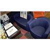 Image 1 : SET OF 4  BLUE FABRIC TUB CHAIRS AND LOVE SEAT