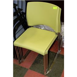 SET OF 4 LIGHT GREEN STACKING CHAIRS