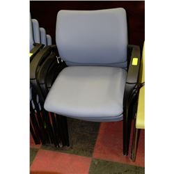 STACK OF 4 NEW BLUE AND BLACK ARMCHAIRS