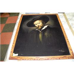 VINTAGE OIL ON BLACK VELVET FRAMED PORTRAIT