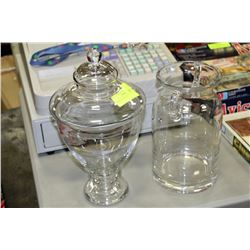 PAIR OF GLASS JARS