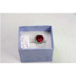 .925 SILVER LAB RUBY & CZ - SIZE 7