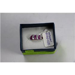 .925 SILVER NATURAL RUBY & CZ - SIZE 7.5
