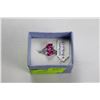 Image 1 : .925 SILVER NATURAL RUBY & CZ RING - SIZE 8