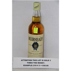 750 ML BOTTLE MUIRHEADS SCOTCH WHISKEY 40% X3