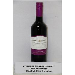 750ML BOTTLE PELLAR ESTATES SHIRAZ RED WINE 13% X3