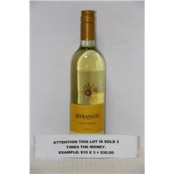 750ML BOTTLE MIRASSOU PINOT GRIGIO 13% X3