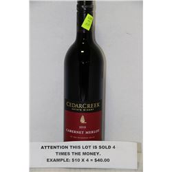 750ML BOTTLE CEDAR CREEK CABERNET MERLOT 13.9% X4