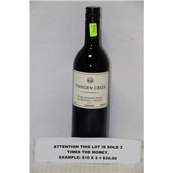 750ML BOTTLE TIN HORN CREEK CABERNET FRANC 14% X3