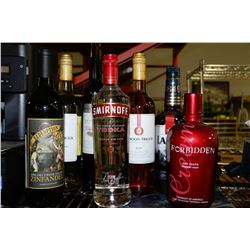 PARTY PACKAGE 7 ASSORTED BOTTLES OF LIQUEUR, WINE,