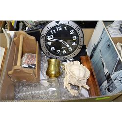 BOX W/PREDITOR SKULL, CLOCK, PICTURE,
