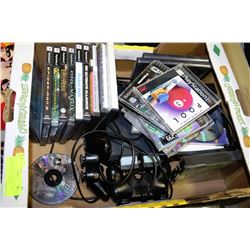 PS2 CONSOLE W/ CONTROLLERS, MEMORY CARDS + GAMES