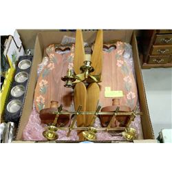 VINTAGE WOODEN & BRASS CANDLEHOLDERS