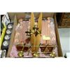 Image 1 : VINTAGE WOODEN & BRASS CANDLEHOLDERS