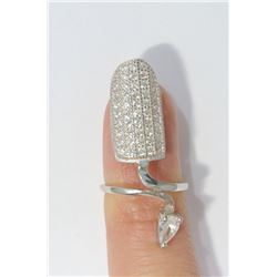STERLING SILVER CUBIC ZIRCONIA NAIL RING