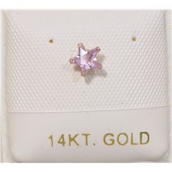 14K GOLD PINK CUBIC ZIRCONIA STAR NOSE RING