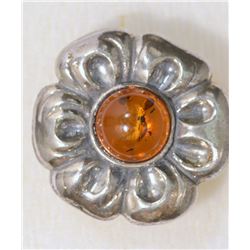 STERLING SILVER AMBER RING