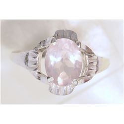 STERLING SILVER ROSE QUARTZ RING