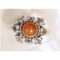STERLING SILVER AMBER RING