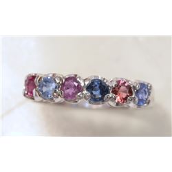 STERLING SILVER SAPPHIRE & RUBY RING