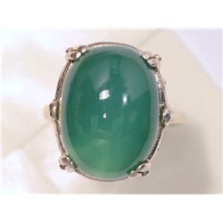 STERLING SILVER GREEN AGATE RING