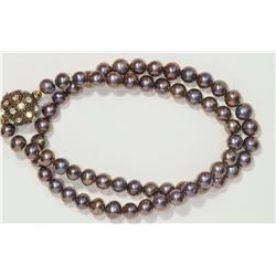 FRESHWATER PEARL NECKLACE W. CUBIC MAGNETIC CLASP