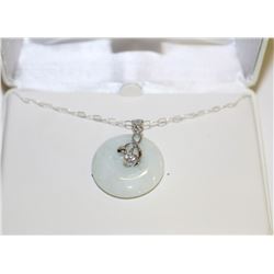 STERLING SILVER JADE PENDANT NECKLACE