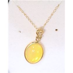 14K GOLD OPAL PENDANT NECKLACE