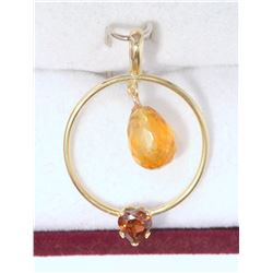 10K GOLD CITRINE & GARNET PENDANT