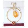 Image 1 : 10K GOLD CITRINE & GARNET PENDANT