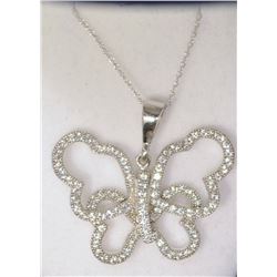 10K GOLD CUBIC ZIRCONIA BUTTERFLY PENDANT NECKLACE