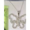 Image 2 : 10K GOLD CUBIC ZIRCONIA BUTTERFLY PENDANT NECKLACE